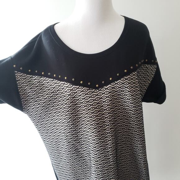 Scotch & Soda Maison Scotch Studded T-Shirt Dress Black Geometric Women Large - Picture 4 of 9
